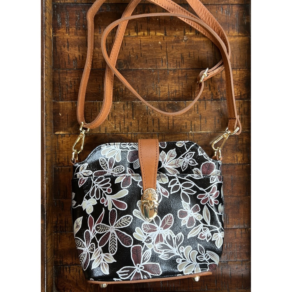 VALENTINA Italy Floral Print Leather Crossbody Bag - Picture 9 of 9